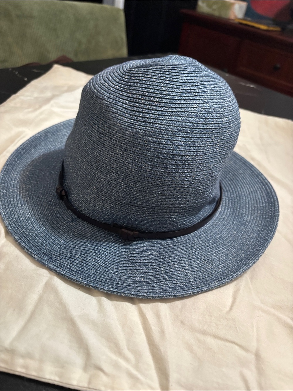 Made in Italy Straw Sun Hat with Leather Trim